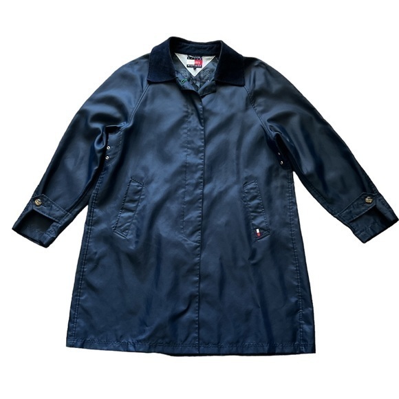 Vintage Tommy Hilfiger Men's Navy Lightweight Trench Style‎ Raincoat Sz. L